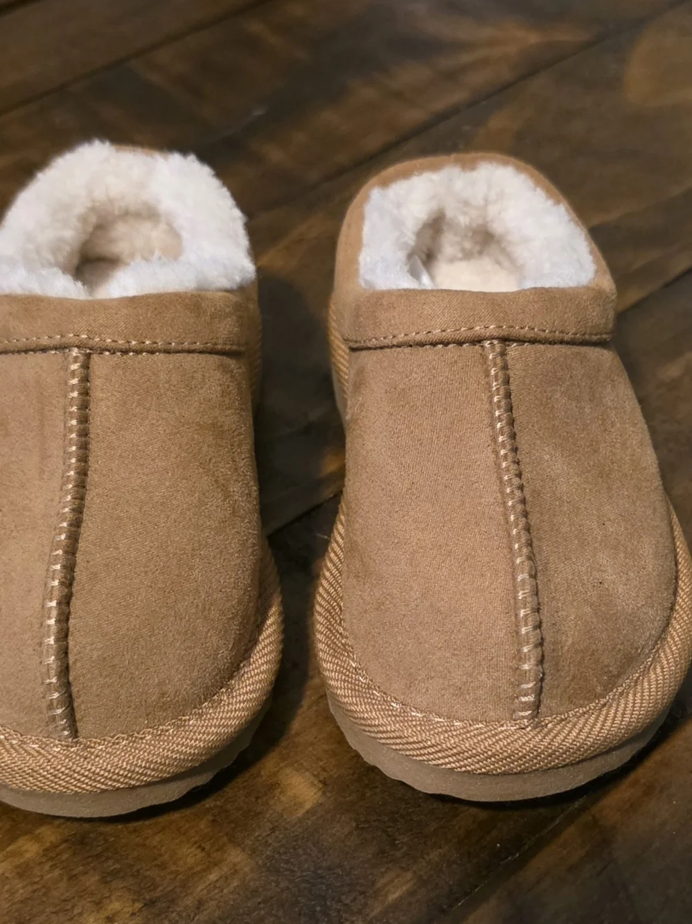 Target Kids Faux-Suede Plush Lined Slippers in Brown